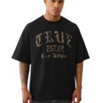 True Religion Men's Forest Camo Oversized Tee – Short Sleeve Crewneck Graphic T-Shirt