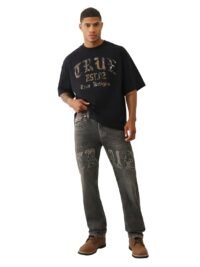 True Religion Men's Forest Camo Oversized Tee – Short Sleeve Crewneck Graphic T-Shirt
