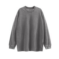 Tuislay Vintage Oversized T Shirts for Men Cotton Baggy Crewneck Streetwear Sweatshirt Acid Wash Long Sleeve Tee Shirts Top