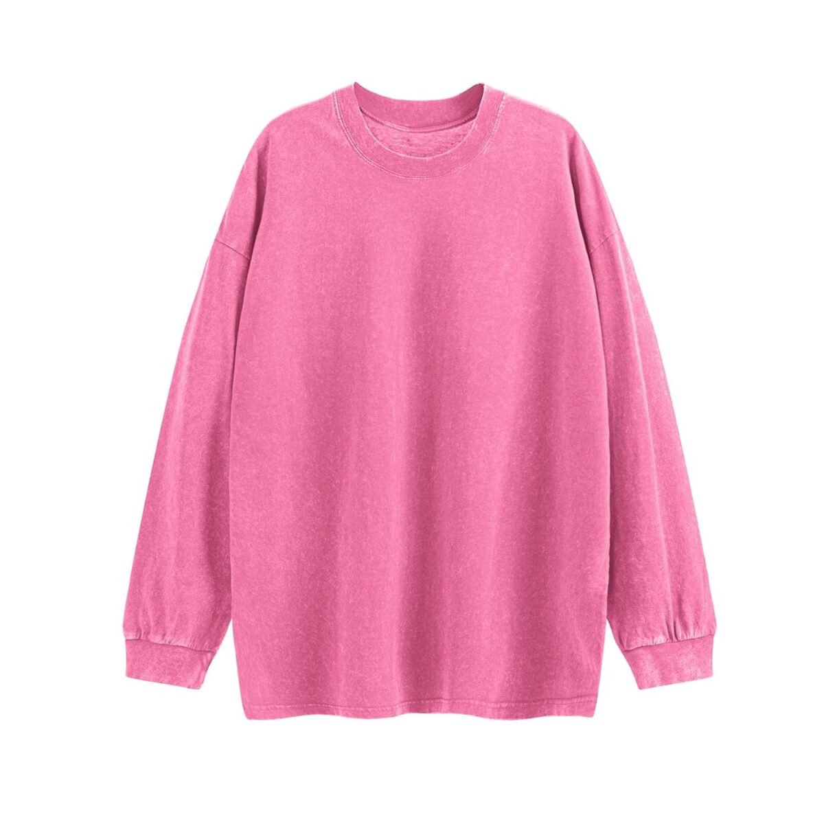 Tuislay Vintage Oversized T Shirts for Men Cotton Baggy Crewneck Streetwear Sweatshirt Acid Wash Long Sleeve Tee Shirts Top