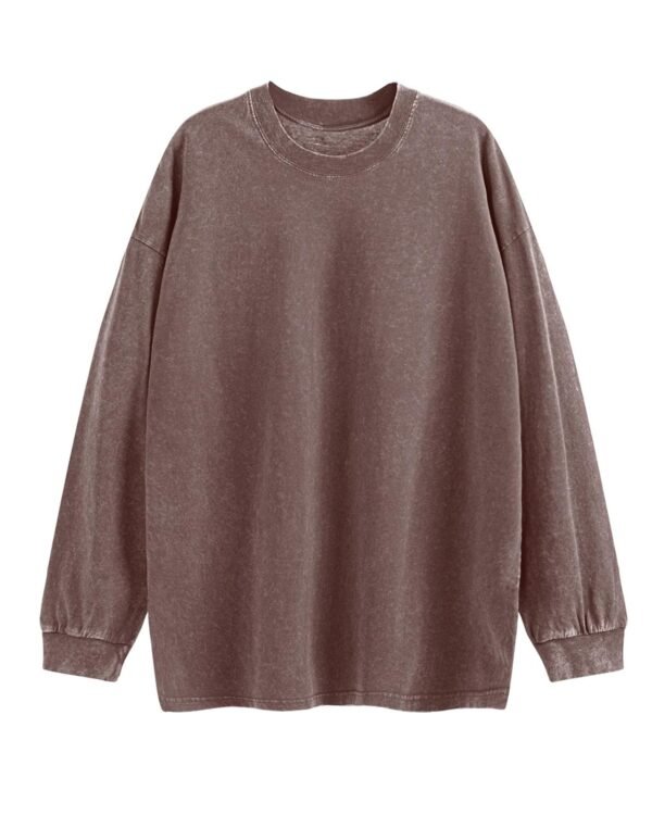 Tuislay Vintage Oversized T Shirts for Men Cotton Baggy Crewneck Streetwear Sweatshirt Acid Wash Long Sleeve Tee Shirts Top