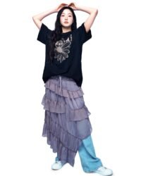 Unisex FlowerMardi T-Shirt, Cotton Graphic Logo Tee, Relaxed Fit Short Sleeve Top (US, Alpha, One Size, X-Large, Regular, Long, Black Taupe)