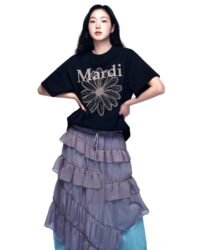 Unisex FlowerMardi T-Shirt, Cotton Graphic Logo Tee, Relaxed Fit Short Sleeve Top (US, Alpha, One Size, X-Large, Regular, Long, Black Taupe)