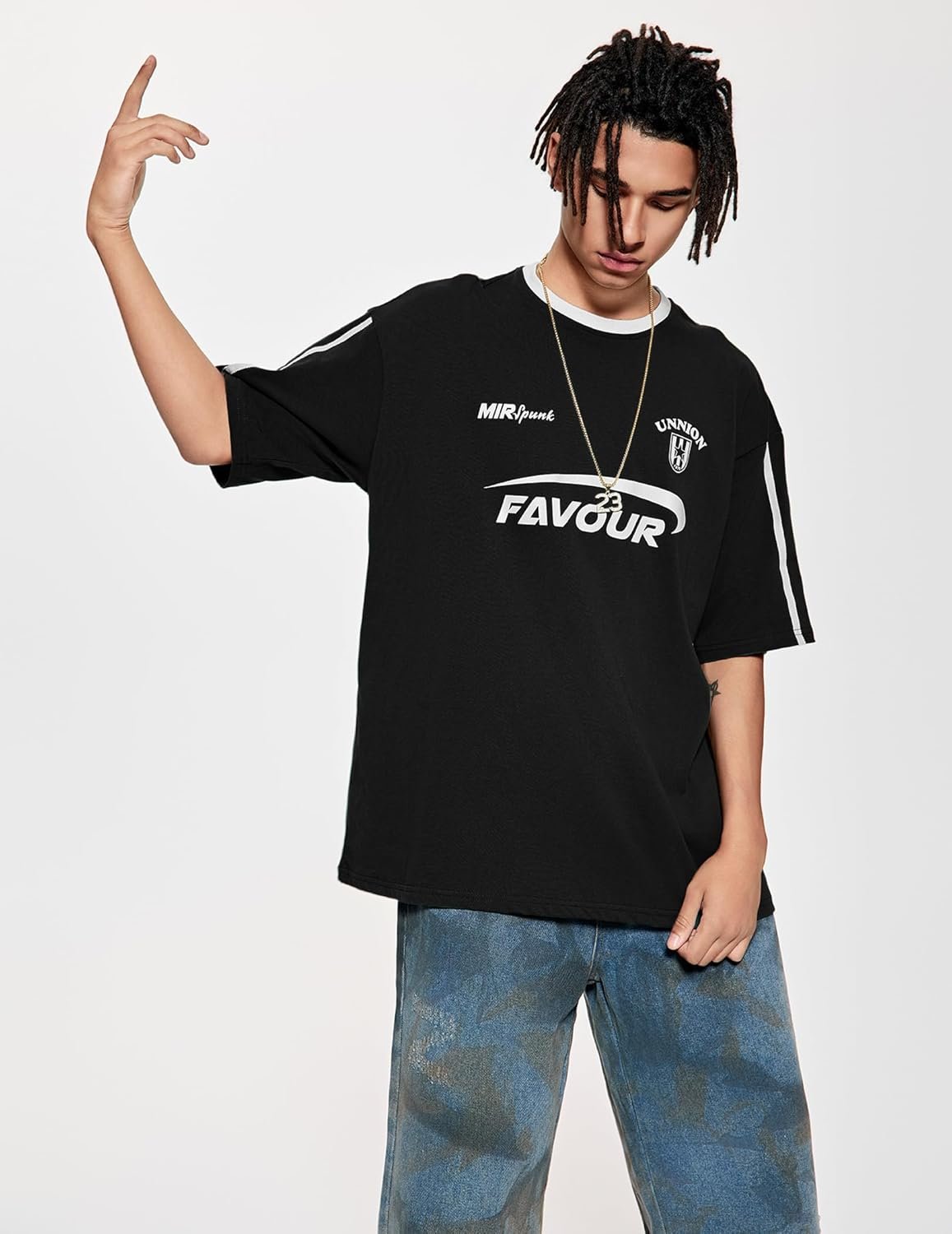 Vamtac Mens Patchwork Racing T Shirt Y2K Vintage Oversized Graphic Tees Contrast Color Stripe Half Sleeve Streetwear Top