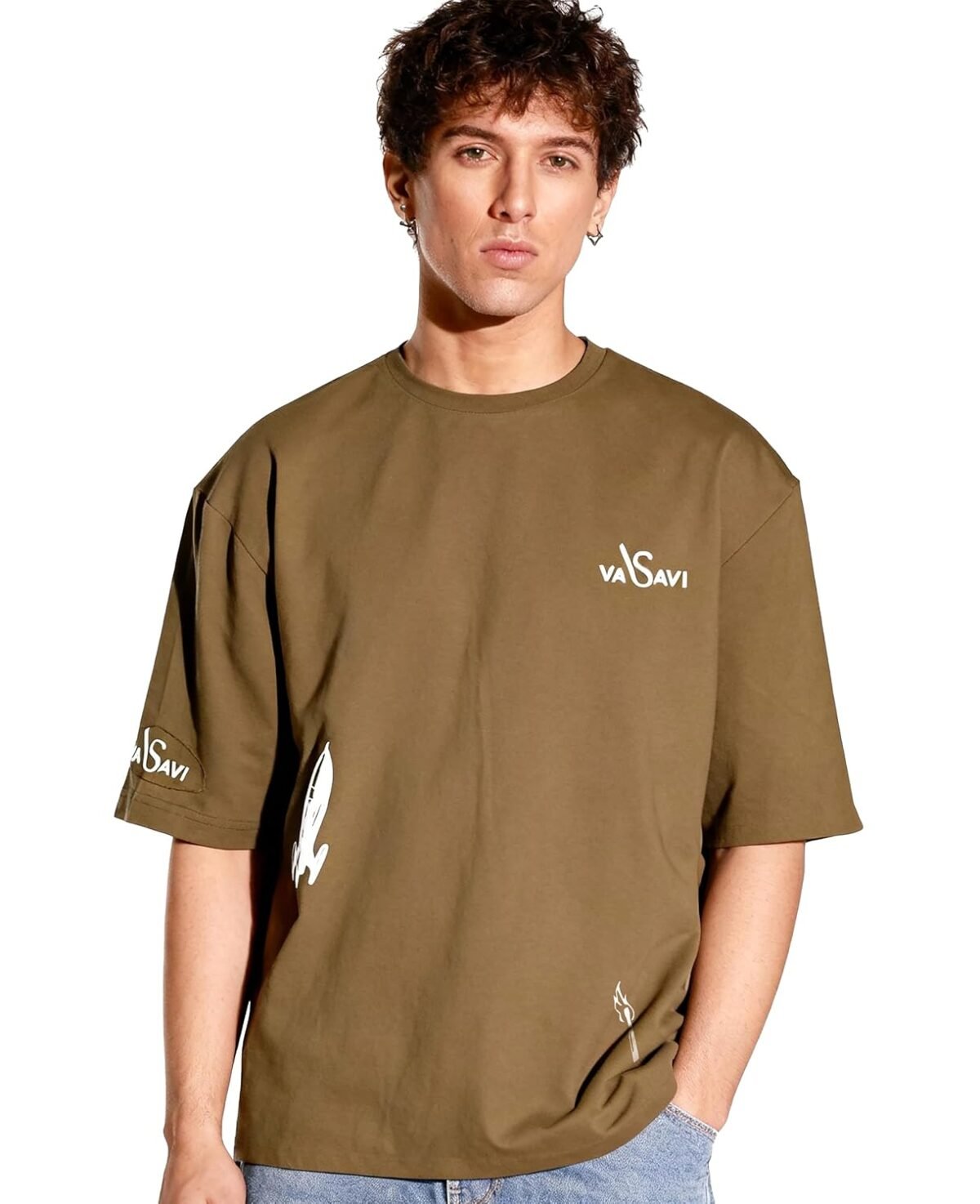 vasavi Oversized T-Shirt - Short Sleeve Baggy Tshirt for Men - Casual Drop Shoulder Oversized Tee Rugged Rebel