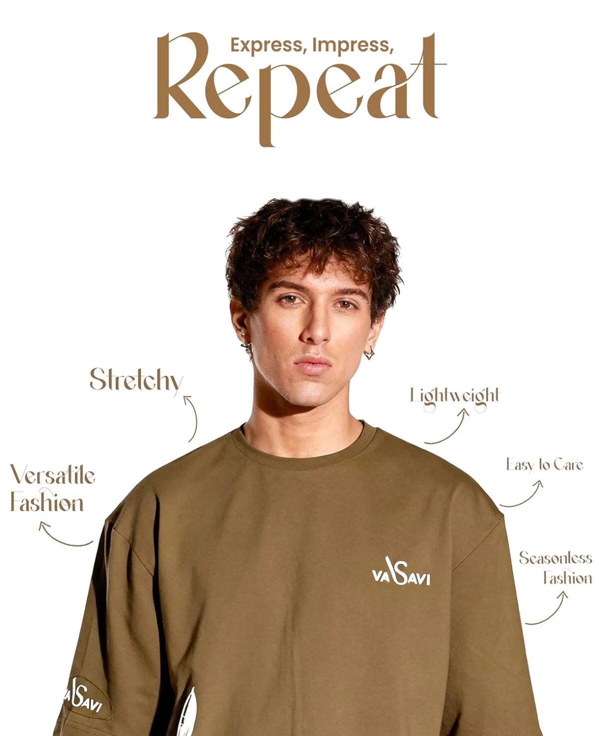 vasavi Oversized T-Shirt - Short Sleeve Baggy Tshirt for Men - Casual Drop Shoulder Oversized Tee Rugged Rebel