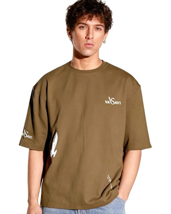 vasavi Oversized T-Shirt - Short Sleeve Baggy Tshirt for Men - Casual Drop Shoulder Oversized Tee Rugged Rebel